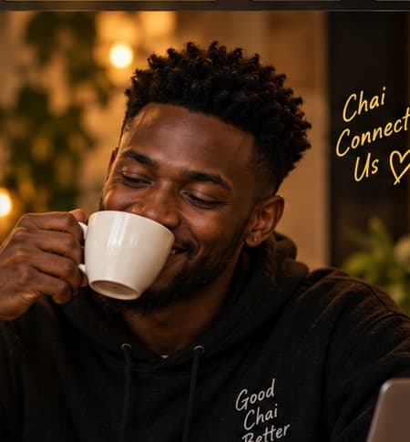 Young man enjoying a cup of chai